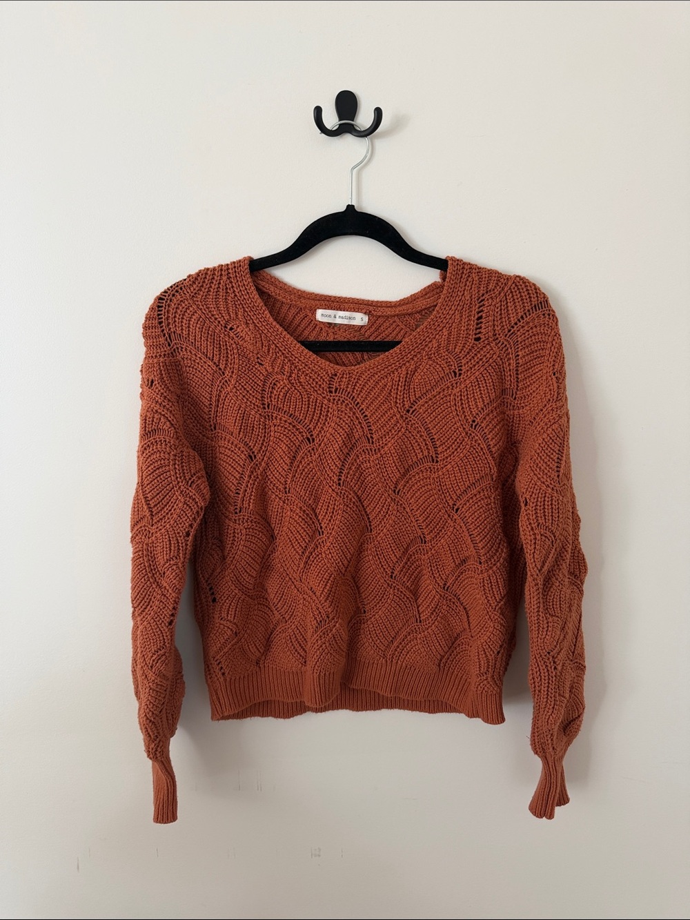 Rust Color Cozy Cable Knit Sweater